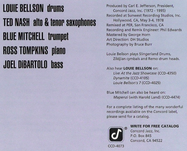 Louie Bellson Quintet, The Featuring Ted Nash And Blue Mitchell - Raincheck (CD) Image