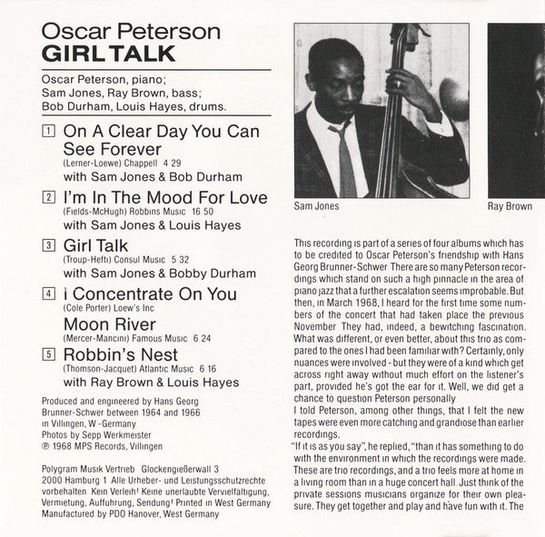 Oscar Peterson - Girl Talk (CD) Image