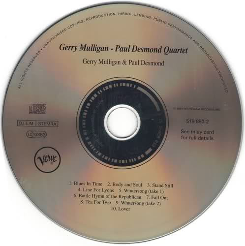 Gerry Mulligan - Paul Desmond Quartet - Gerry Mulligan â€¢ Paul Desmond Quartet (CD) Image