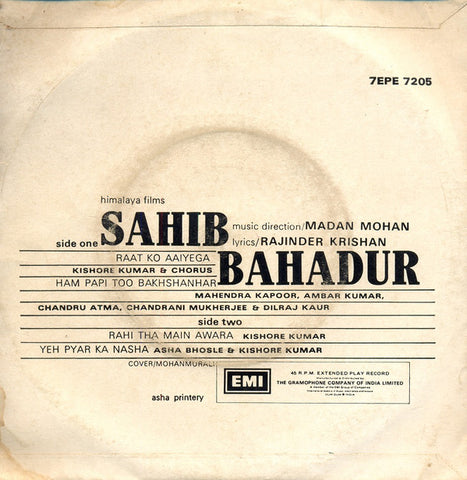 Madan Mohan - Sahib Bahadur (45-RPM)