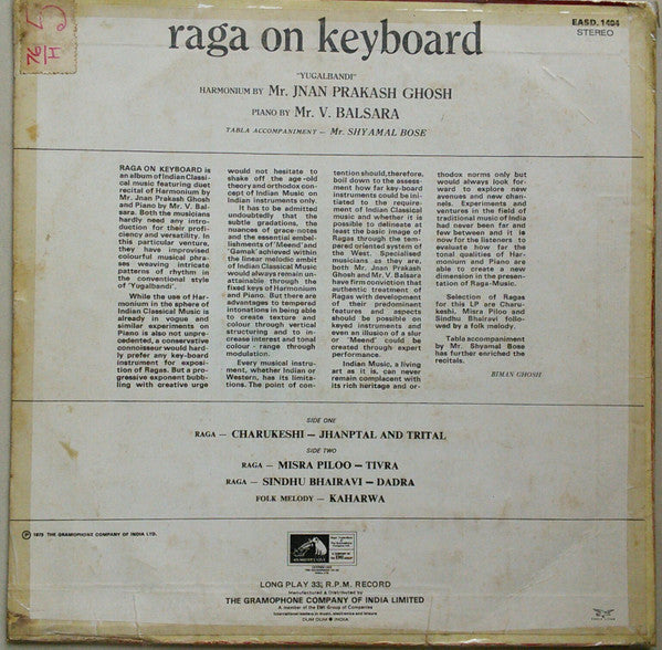 Jnan Prakash Ghosh & V. Balsara - Raga On Keyboard (Vinyl)