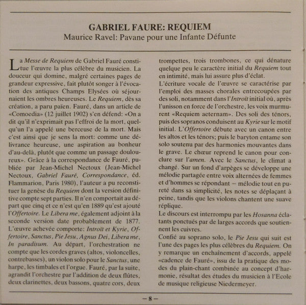 Gabriel Fauré / Maurice Ravel - Kathleen Battle, Andreas Schmidt (2), Philharmonia Chorus, Philharmonia Orchestra, Carlo Maria Giulini - Requiem / Pavane Pour Une Infante Défunte (CD)