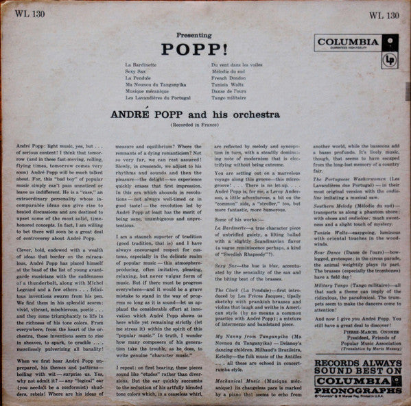 André Popp Et Son Orchestre - Presenting Popp! (Vinyl)