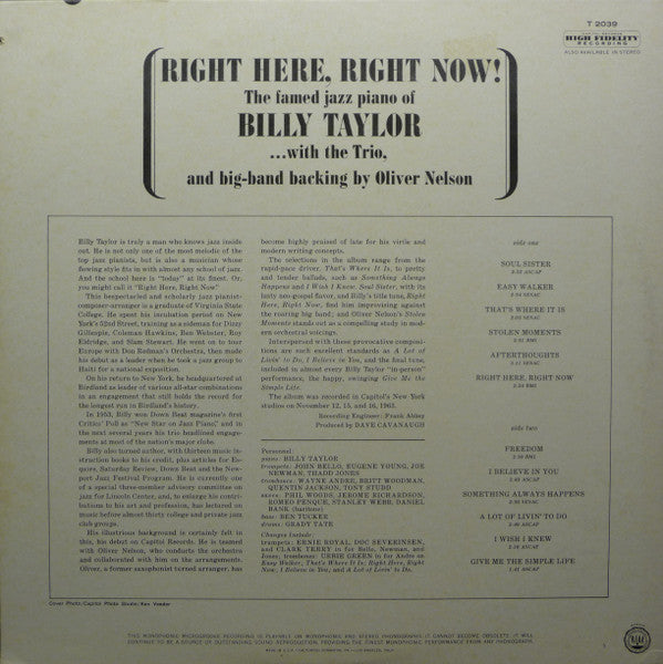 Billy Taylor - Right Here, Right Now! (Vinyl)