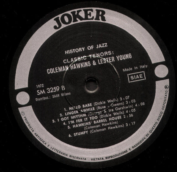 Coleman Hawkins / Lester Young - Classic Tenors (Vinyl) Image
