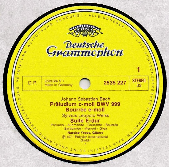 Narciso Yepes - Johann Sebastian Bach, Sylvius Leopold Weiss, Domenico Scarlatti, Gaspar Sanz - Barock Musik (Vinyl) Image