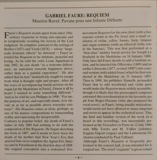 Gabriel Fauré / Maurice Ravel - Kathleen Battle, Andreas Schmidt (2), Philharmonia Chorus, Philharmonia Orchestra, Carlo Maria Giulini - Requiem / Pavane Pour Une Infante Défunte (CD)