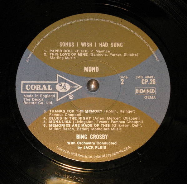 Bing Crosby - Songs I Wish I Had Sung (The First Time Around...) (Vinyl) Image