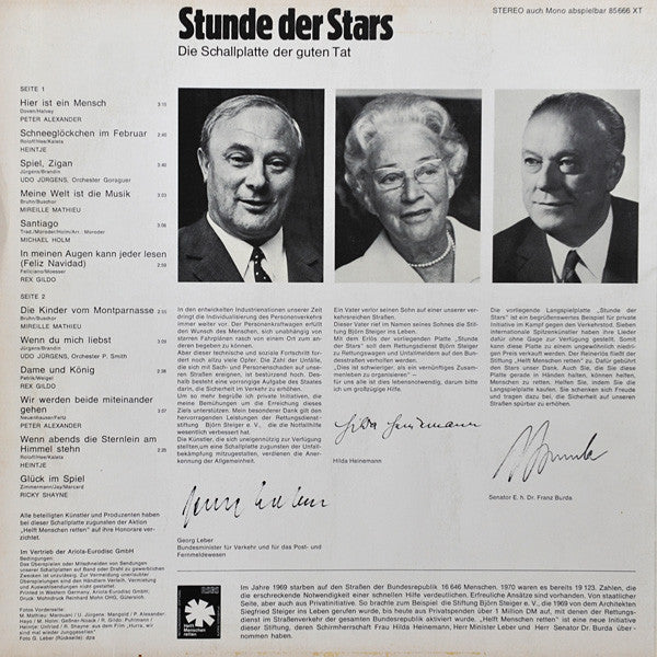 Various - Stunde Der Stars (Die Schallplatte Der Guten Tat) (Vinyl) Image