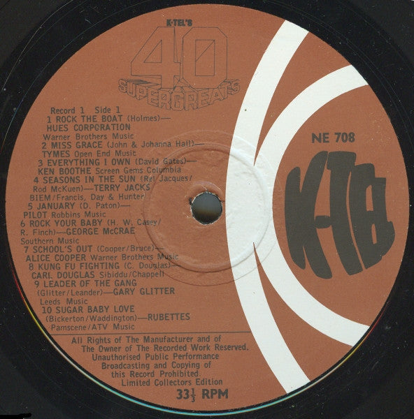 Various - K-Tel's 40 Super Greats (Vinyl) (2 LP) Image