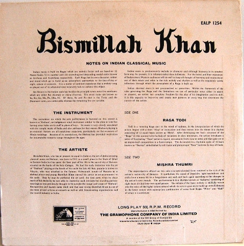 Bismillah Khan - Raga Todi • Mishra Thumri (Vinyl)