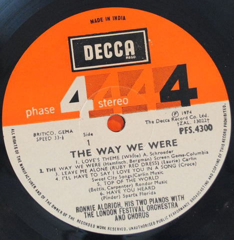 Ronnie Aldrich And His Two Pianos - The Way We Were (Vinyl)