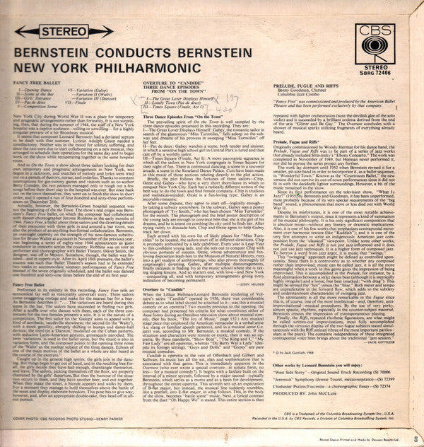 Leonard Bernstein / New York Philharmonic Orchestra, The, Benny Goodman - Bernstein Conducts Bernstein: Fancy Free / Overture To Candide / On The Town / Prelude, Fugue And Riffs (Vinyl)