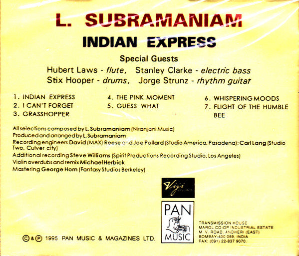 L. Subramaniam - Indian Express (CD) Image