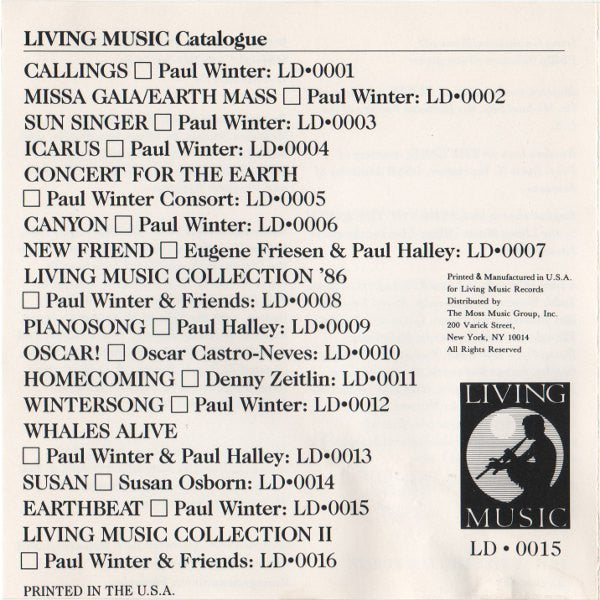 Paul Winter (2), Winter Consort, The With Dmitri Pokrovsky Ensemble, The - Earthbeat (CD) Image