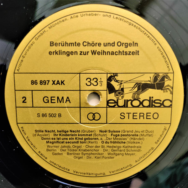 Chor Der St. Hedwigs-Kathedrale Berlin, Dresdner Kreuzchor, Thomanerchor, Windsbacher Knabenchor, TÃ¶lzer Knabenchor, Werner Jacob - BerÃ¼hmte ChÃ¶re Und Orgeln Erklingen Zur Weihnachtszeit (Vinyl) Image