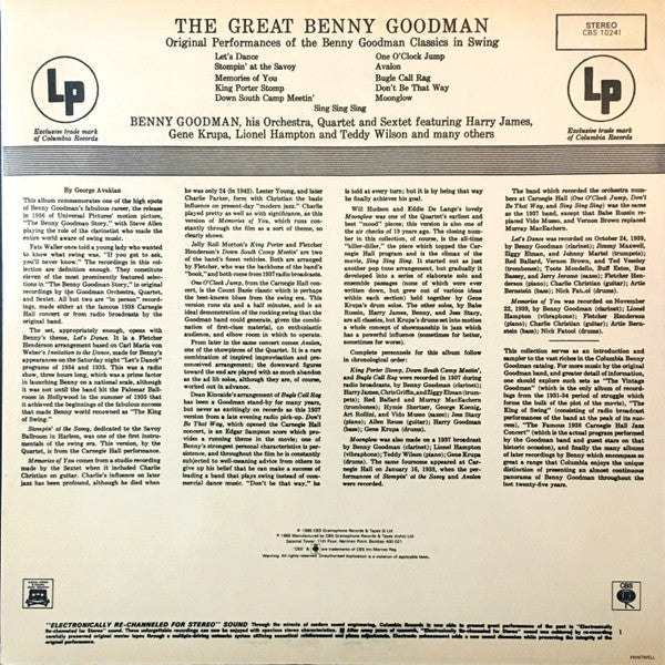 Benny Goodman, Benny Goodman And His Orchestra, Benny Goodman Quartet, The and Benny Goodman Sextet - The Great Benny Goodman (Vinyl) Image