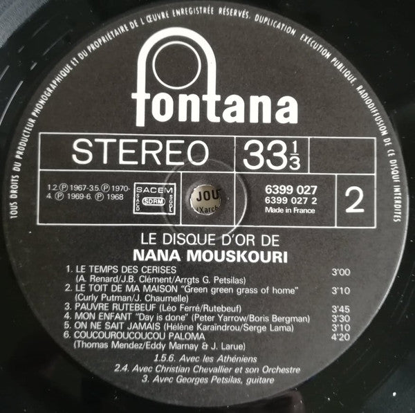 Nana Mouskouri - Le Disque D'or (Vinyl) Image