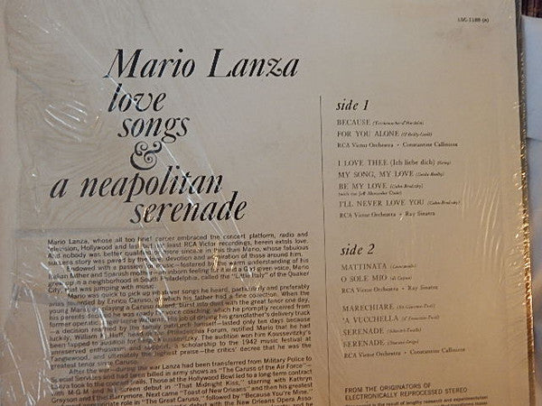 Mario Lanza - Love Songs And A Neapolitan Serenade (Vinyl) Image