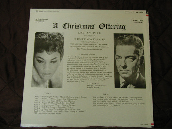 Leontyne Price, Herbert von Karajan, Wiener Philharmoniker - A Christmas Offering (Vinyl) Image