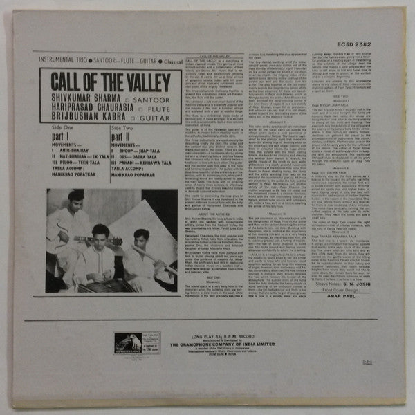 Pandit Shiv Kumar Sharma - Hariprasad Chaurasia - Brij Bhushan Kabra - Call Of The Valley (Vinyl) Image