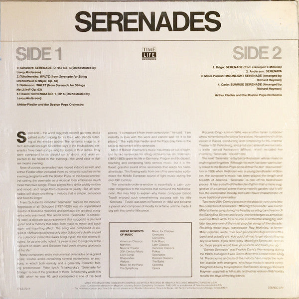 Arthur Fiedler And Boston Pops Orchestra, The - Great Moments Of Music, Volume 17: Serenades (Vinyl) Image