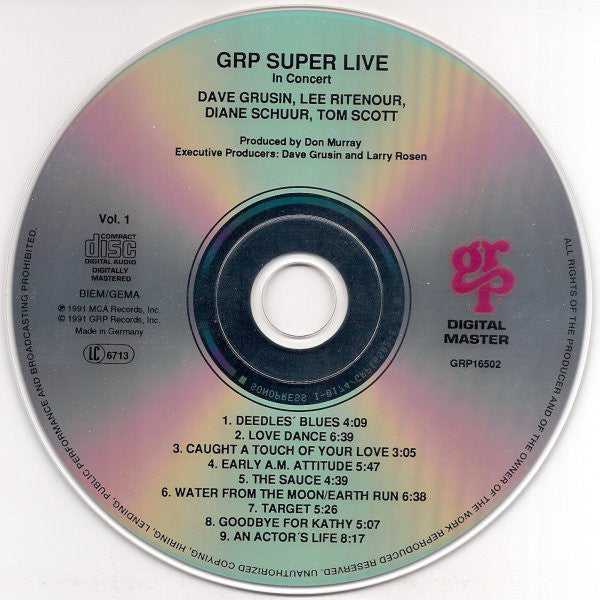 Dave Grusin / Lee Ritenour / Chick Corea / Diane Schuur / Tom Scott - GRP Super Live (CD) (2 CD) Image