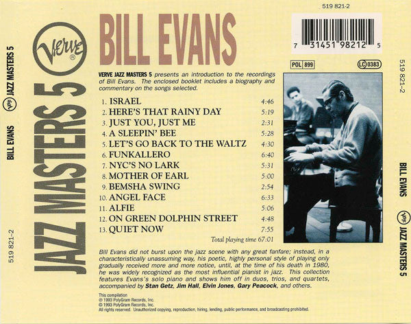 Bill Evans - Verve Jazz Masters 5 (CD) Image