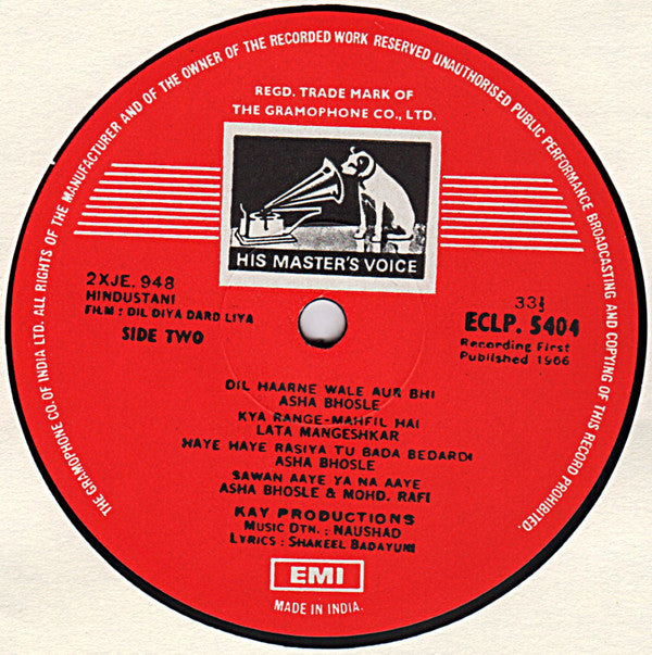 Naushad, Shakeel Badayuni - Dil Diya Dard Liya (Vinyl) Image