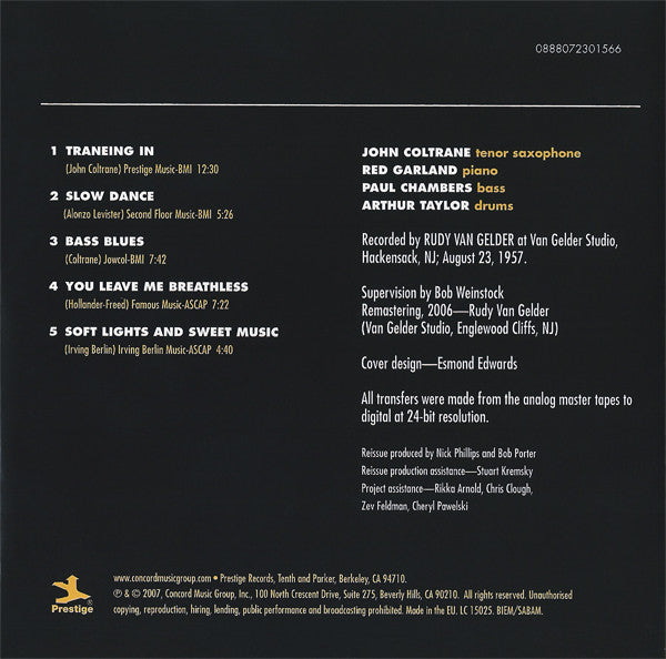 John Coltrane With Red Garland Trio, The - Traneing In (CD)