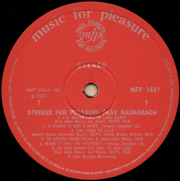 Strings For Pleasure - Strings For Pleasure Play The Best Of Bacharach (Vinyl) Image