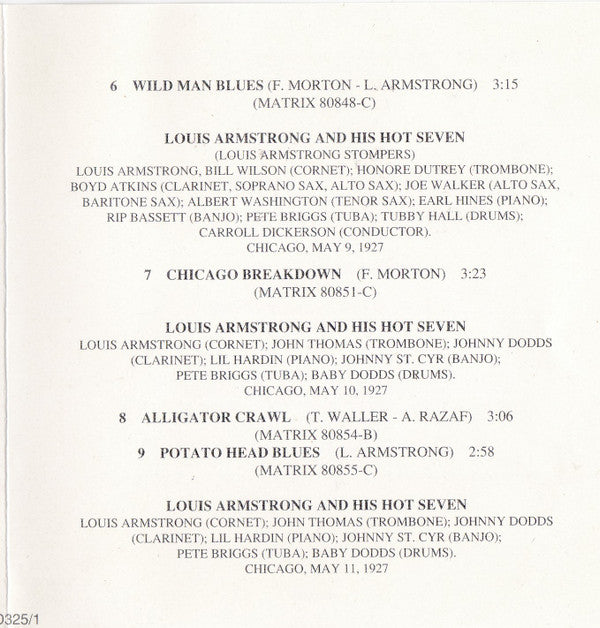 Louis Armstrong - The Complete Hot Seven Sides & Some Rarities (CD) Image