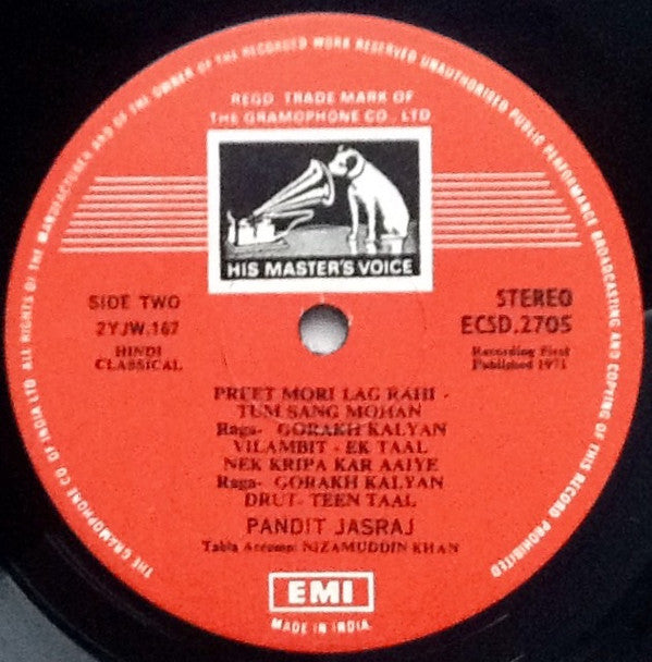 Pandit Jasraj - Bilaskhani Todi / Gorakh Kalyan (Vinyl)