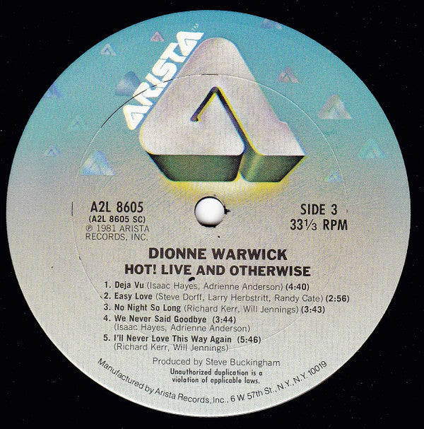 Dionne Warwick - Hot ! Live And Otherwise (Vinyl) (2 LP) Image