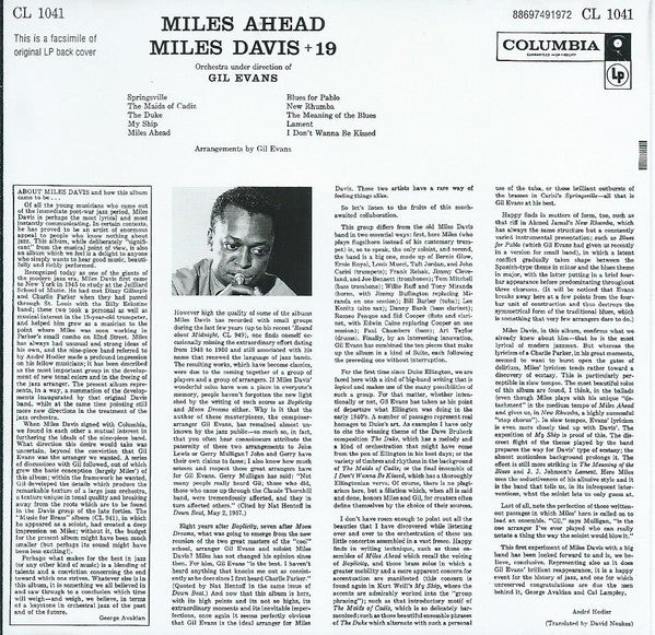 Miles Davis + 19 Orchestra Under Direction Of Gil Evans - Miles Ahead (CD)