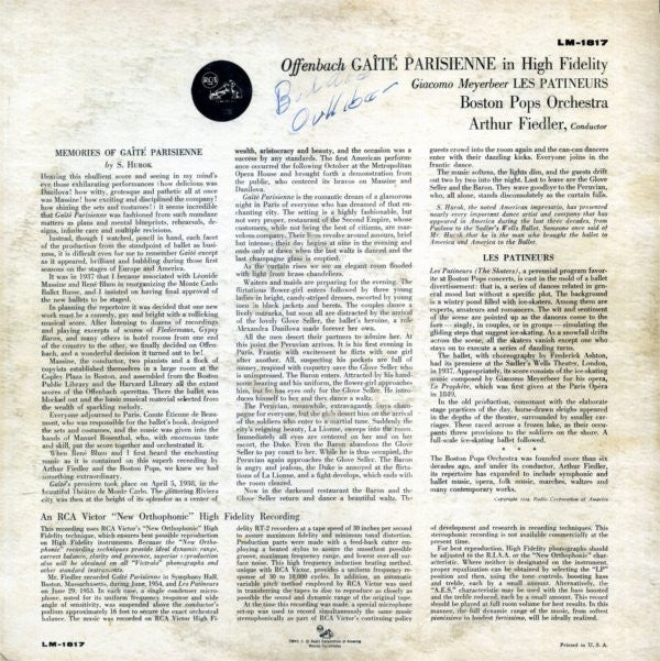 Jacques Offenbach / Giacomo Meyerbeer - Boston Pops Orchestra, The, Arthur Fiedler - GaÃ®tÃ© Parisienne / Les Patineurs (Vinyl) Image