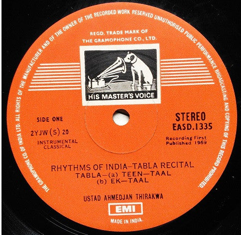 Ustad Ahmedjan Thirakhwa And Ustad Amir Hussain Khan - Rhythms Of India (Tabla Recital) (Vinyl) Image