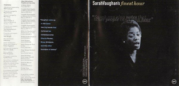 Sarah Vaughan - Sarah Vaughan's Finest Hour (CD) Image