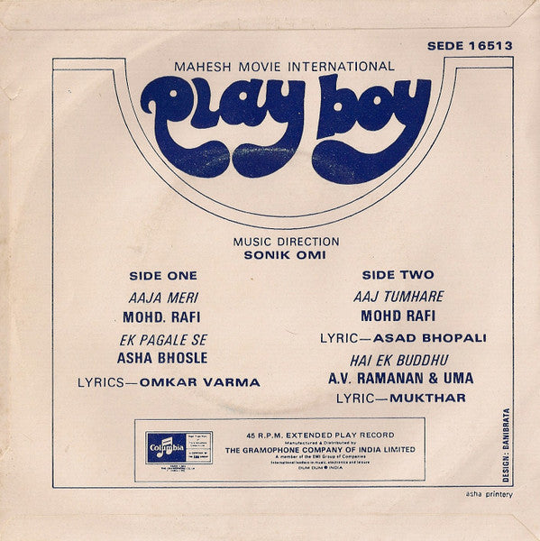 Sonik-Omi - Play Boy = प्ले बोय (45-RPM)