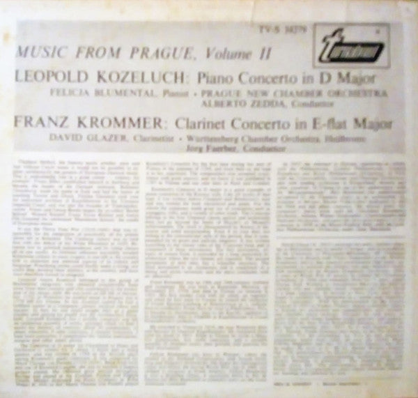 FrantiÅ¡ek Vincenc KramÃ¡Å™ - Krommer, Leopold KoÅ¾eluh - Music From Prague, Volume II (Vinyl) Image