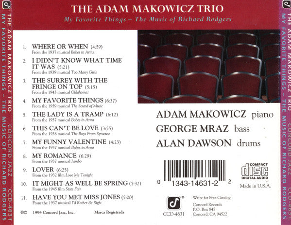 Adam Makowicz Trio With George Mraz & Alan Dawson - My Favorite Things - The Music Of Richard Rodgers (CD)