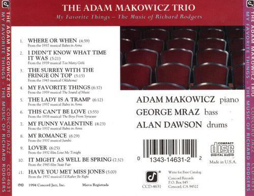 Adam Makowicz Trio With George Mraz & Alan Dawson - My Favorite Things - The Music Of Richard Rodgers (CD)
