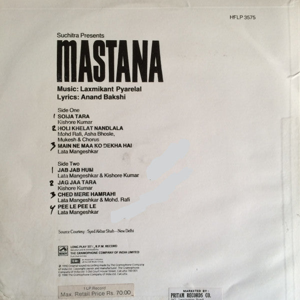 Laxmikant-Pyarelal - Mastana (Vinyl)