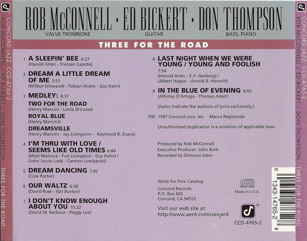 Rob McConnell, Ed Bickert, Don Thompson (2) - Three For The Road (CD)