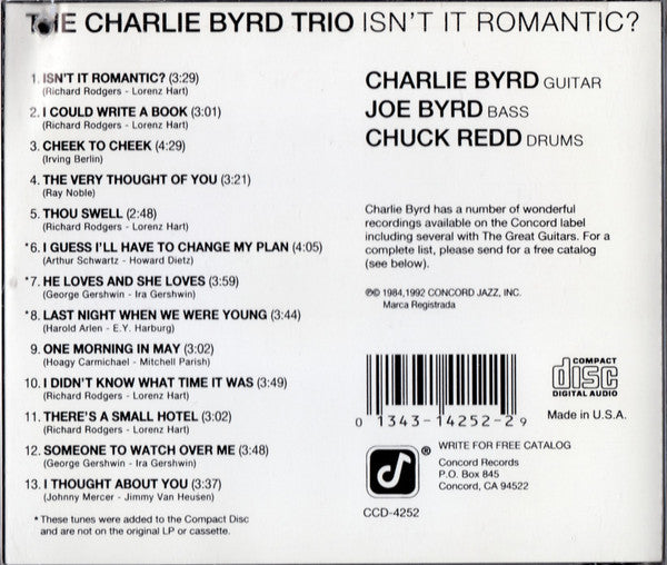 Charlie Byrd Trio - Isn't It Romantic (CD) Image