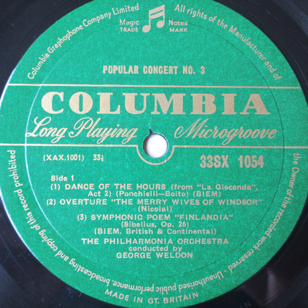 George Weldon Conducting London Symphony Orchestra, The - Popular Concert No. 3 (Vinyl) Image