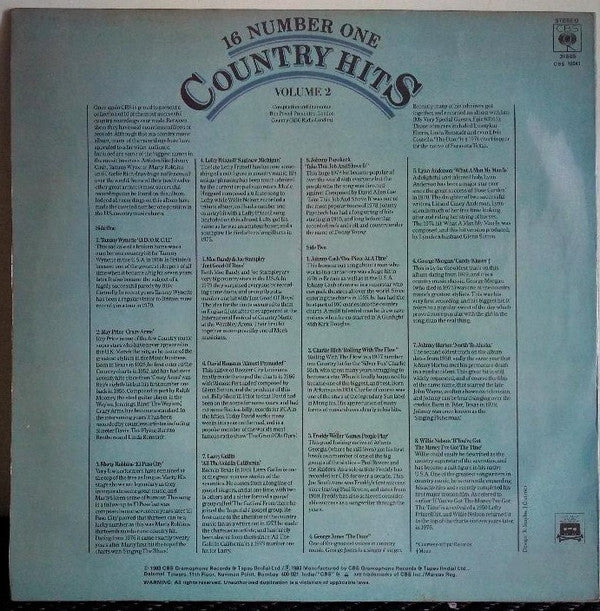 Various - 16 Number One Country Hits Volume 2 (Vinyl) Image