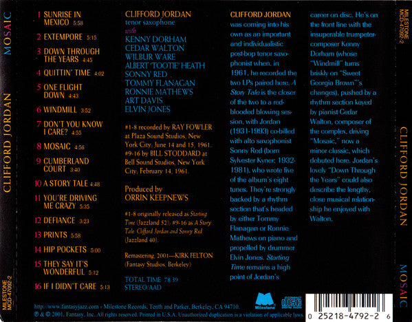 Clifford Jordan - Mosaic (CD) Image