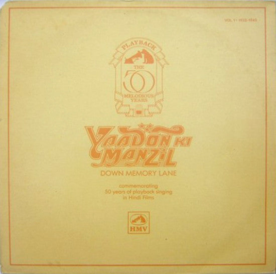 Various - Yaadon Ki Manzil - Down Memory Lane Vol.1 (1932-1940) (Vinyl) Image