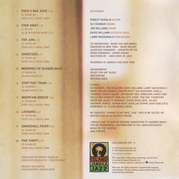 Ernest Ranglin - Memories Of Barber Mack (CD) Image